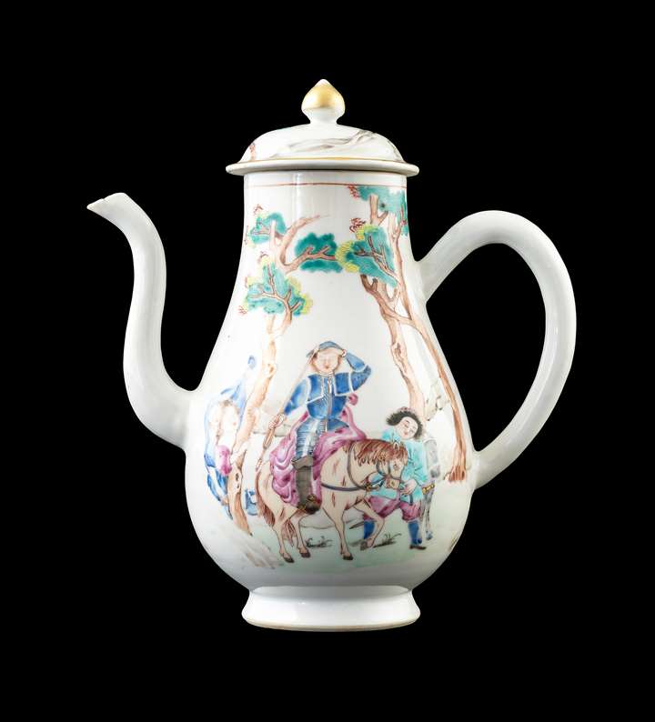 Chinese export porcelain Coffee Pot with Don Quixote